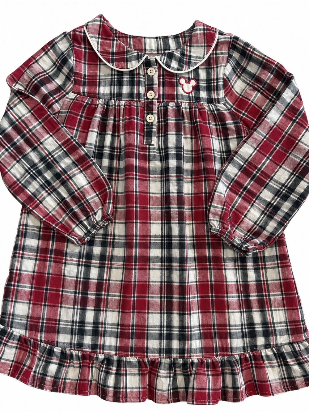Disney Mickey Mouse Plaid Christmas Nightgown Girls Size 4 Holiday